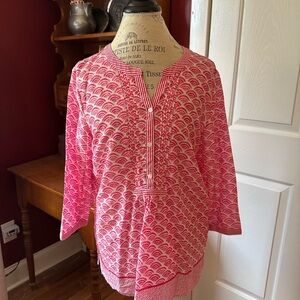Talbots Pink and White Patterned Top